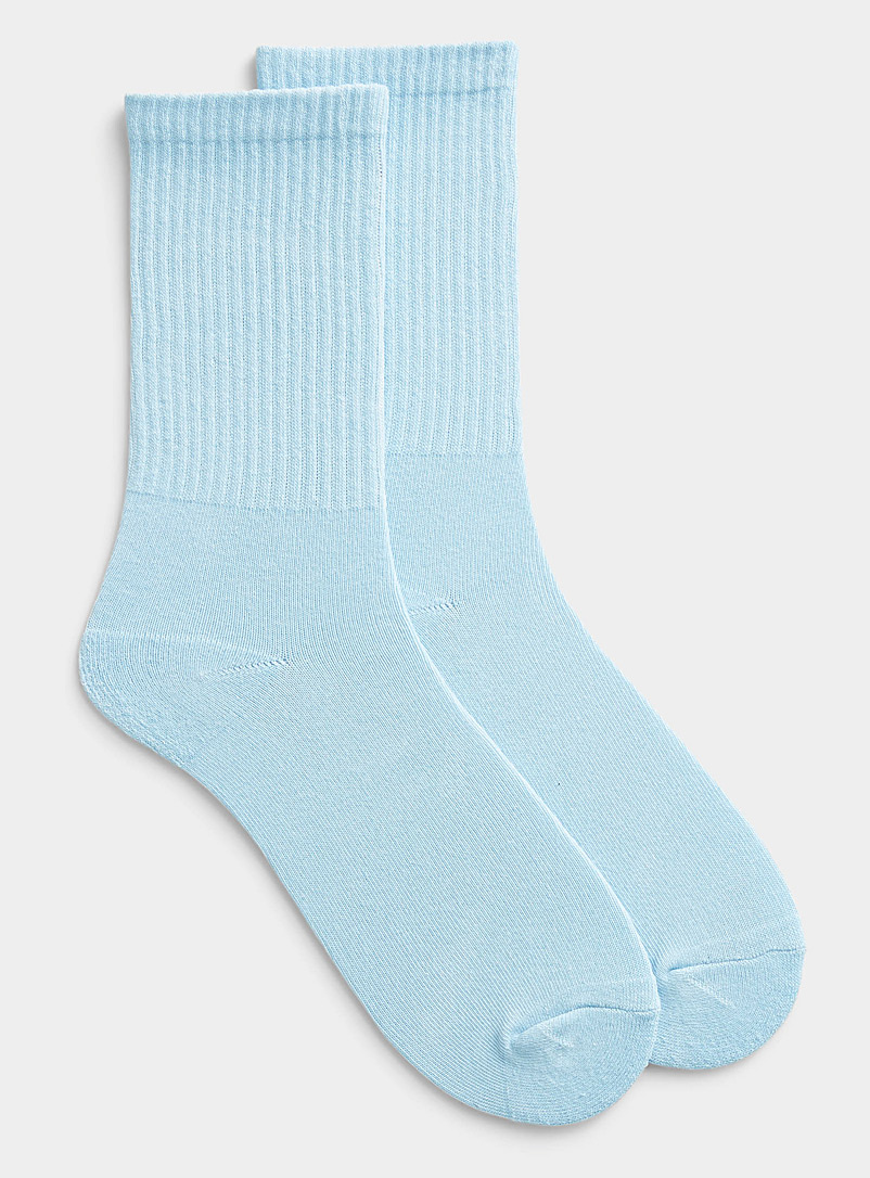 Le 31 Baby Blue Solid athletic socks for men