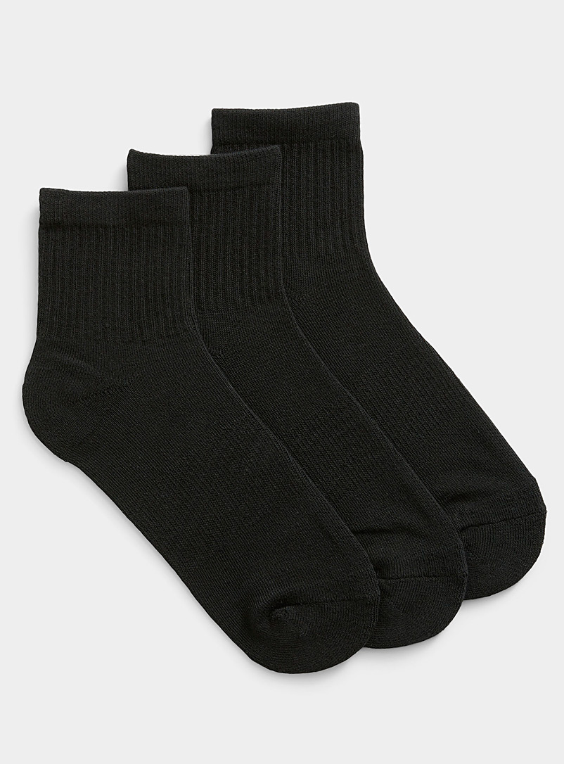Simons Black Organic cotton ribbed socks Set of 3 for women