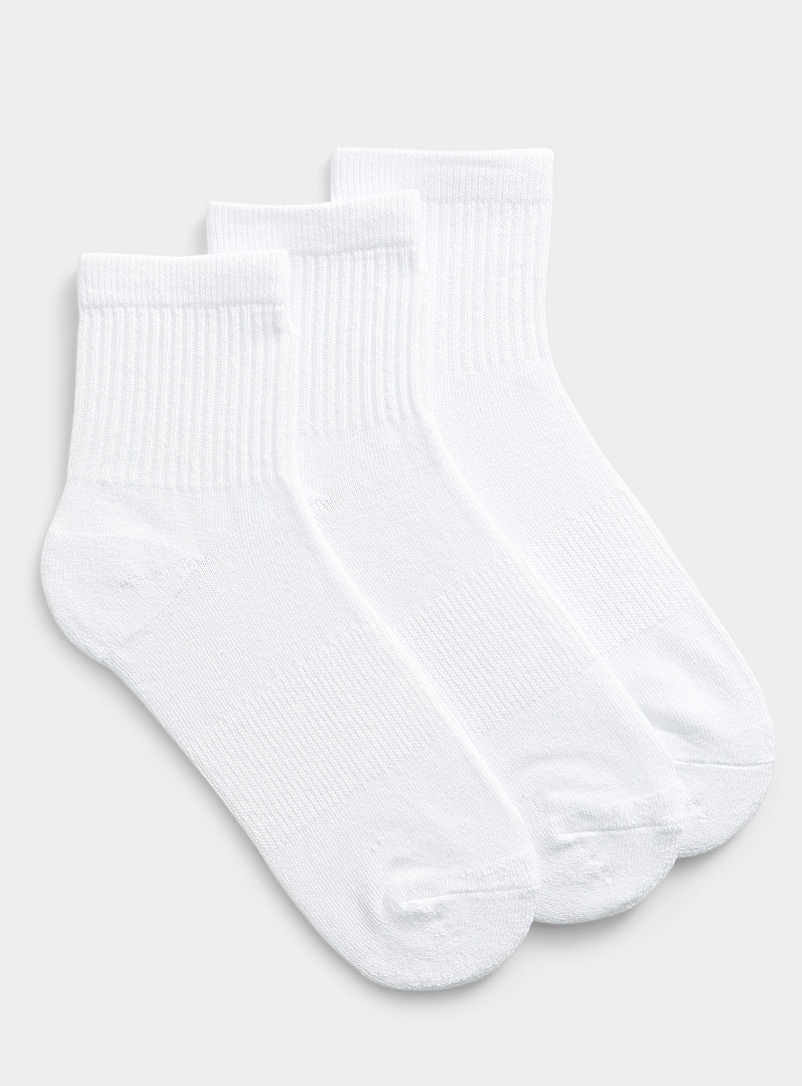 Simons White Organic cotton ribbed socks Set of 3 for women