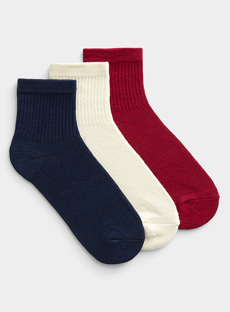 Simons Ivory White Organic cotton ribbed socks Set of 3 for women