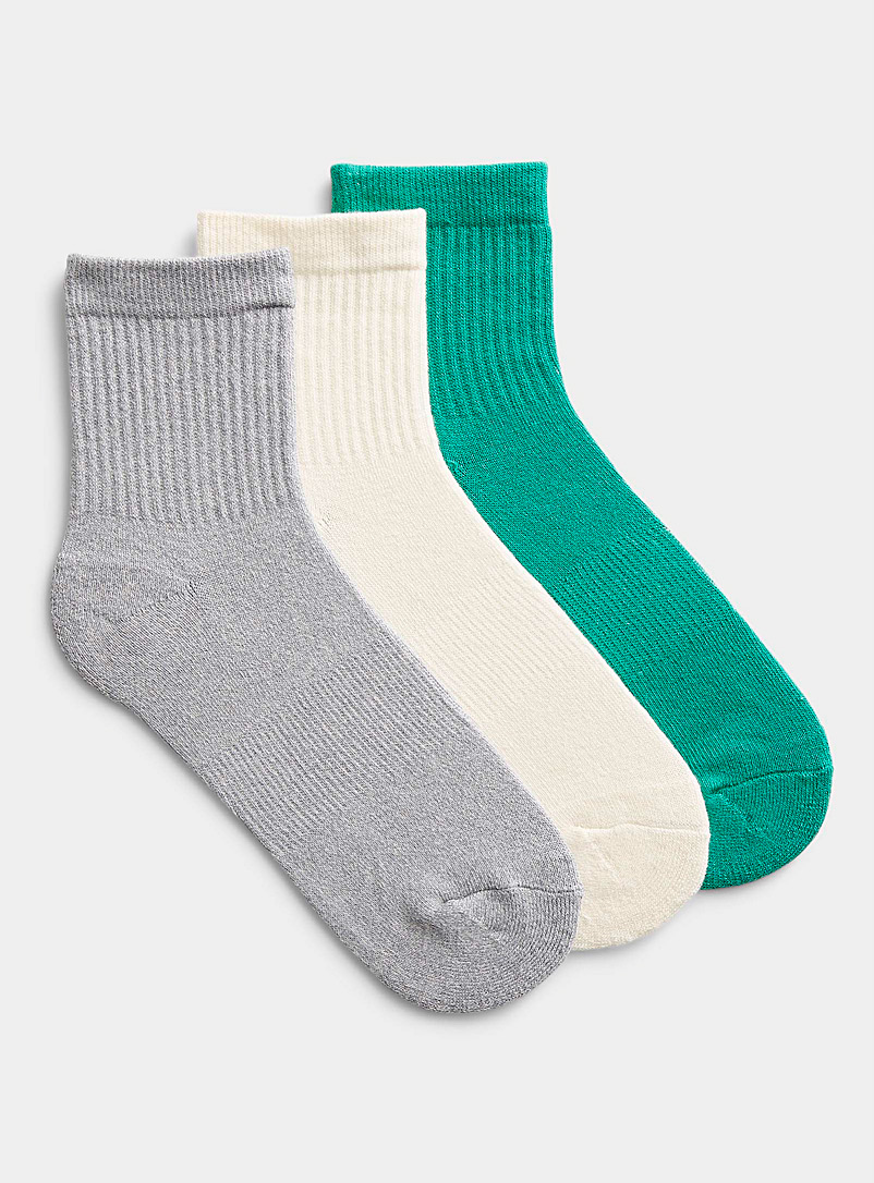 Simons Kelly Green Organic cotton ribbed socks Set of 3 for women
