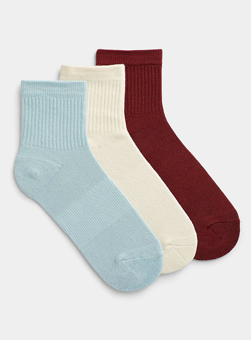 Simons Baby Blue Ribbed organic cotton socks Set of 3 for women