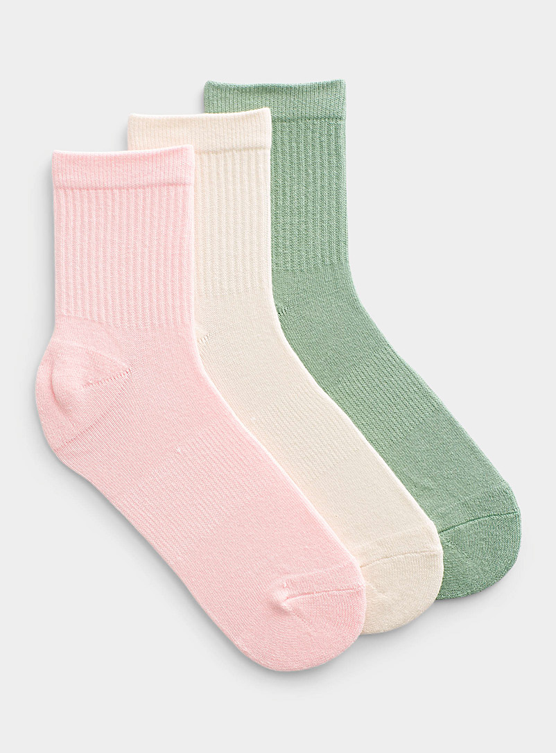 Simons Pink Organic cotton ribbed socks Set of 3 for women