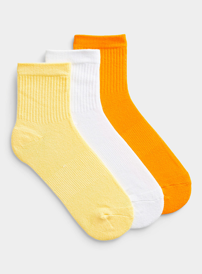 Simons: Les chaussettes côtelées coton bio Ensemble de 3 Orange pour femme
