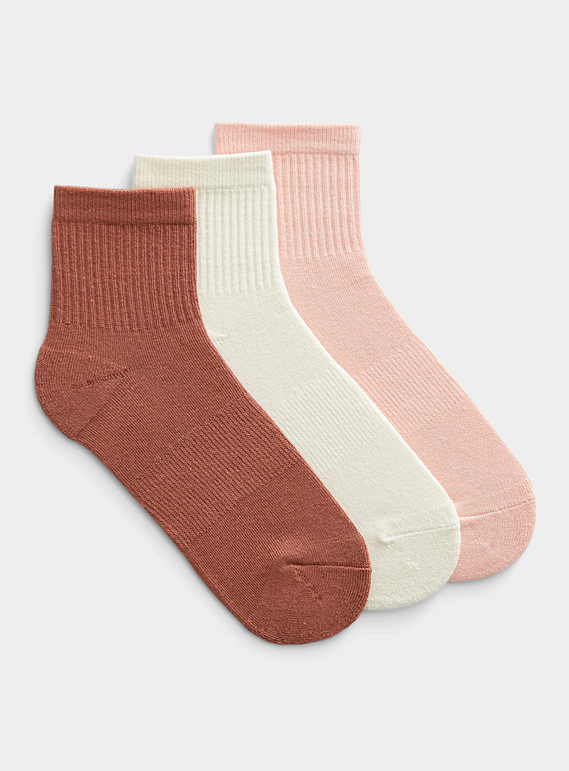 Simons Tangerine Ribbed organic cotton socks Set of 3 for women