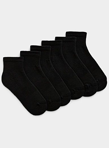 Solid ribbed ankle socks 6-pack