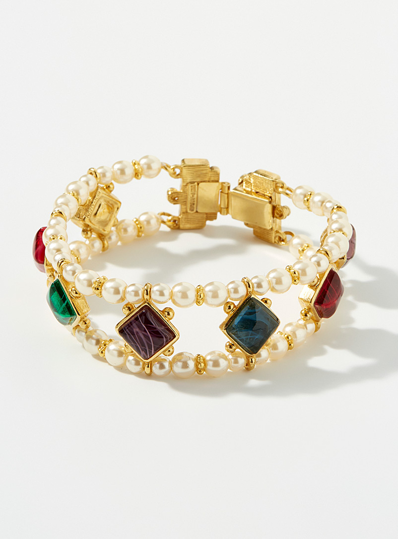 Ben-Amun Patterned Yellow Colourful diamond bracelet for women