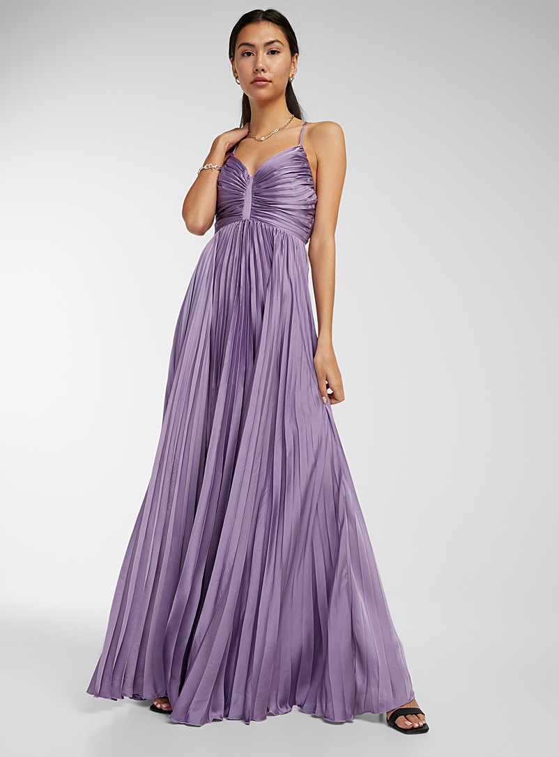 Twik Lilacs Satiny pleated maxi dress for women