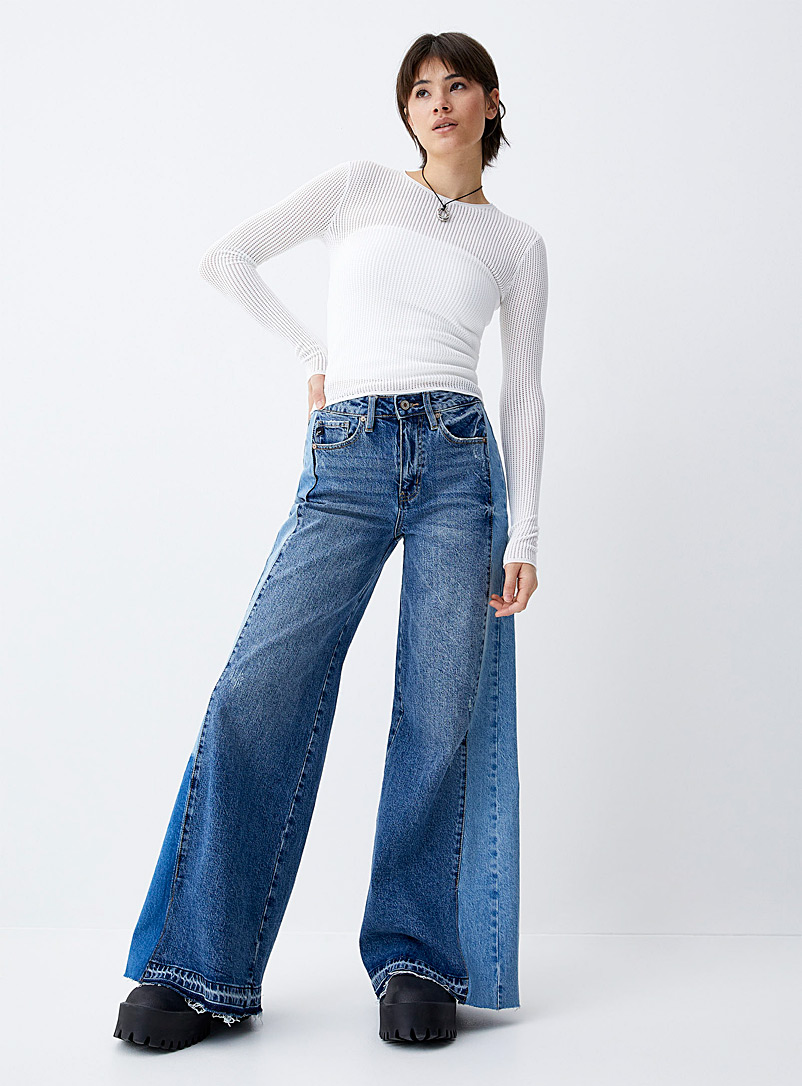 Twik Patterned Blue Patchwork wide-leg jean for women
