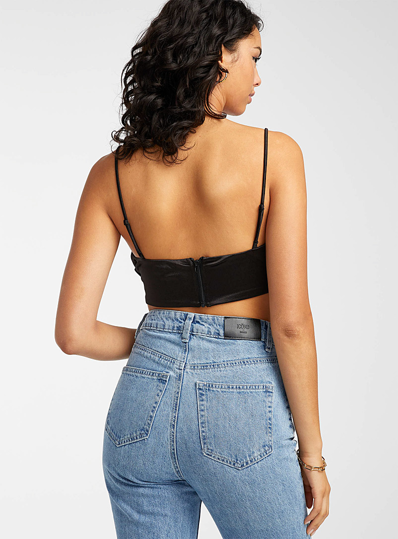 Icône Black Cropped draped cami for women
