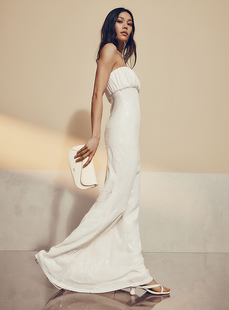 Sequined seashells pleated bust maxi dress product image (primary)
