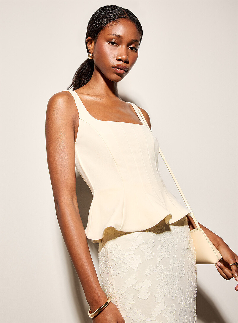 Flocked details long peplum-waist dress product image 2