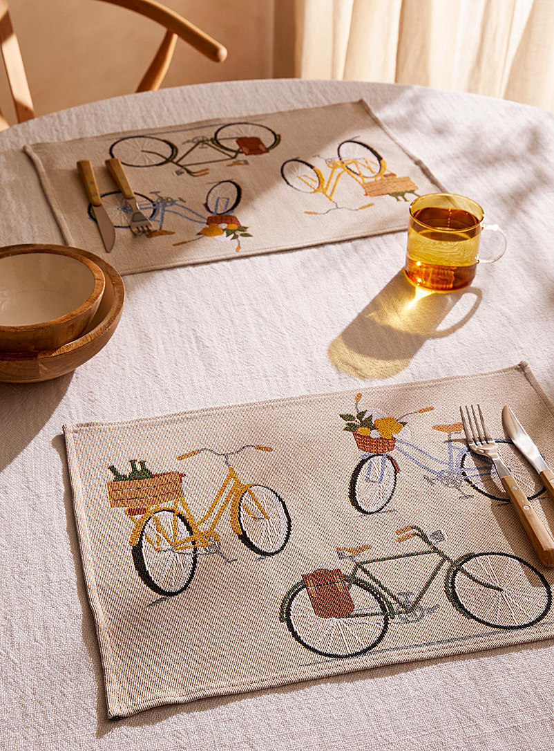 Simons Maison: Les napperons tapisserie promenade à bicyclette Ensemble de 2 Assorti
