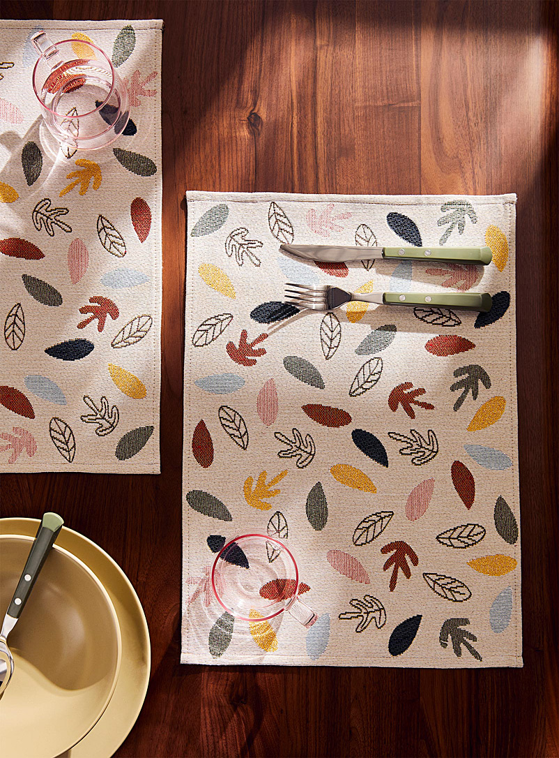 Simons Maison: Les napperons tapisserie feuilles colorées Ensemble de 2 Assorti