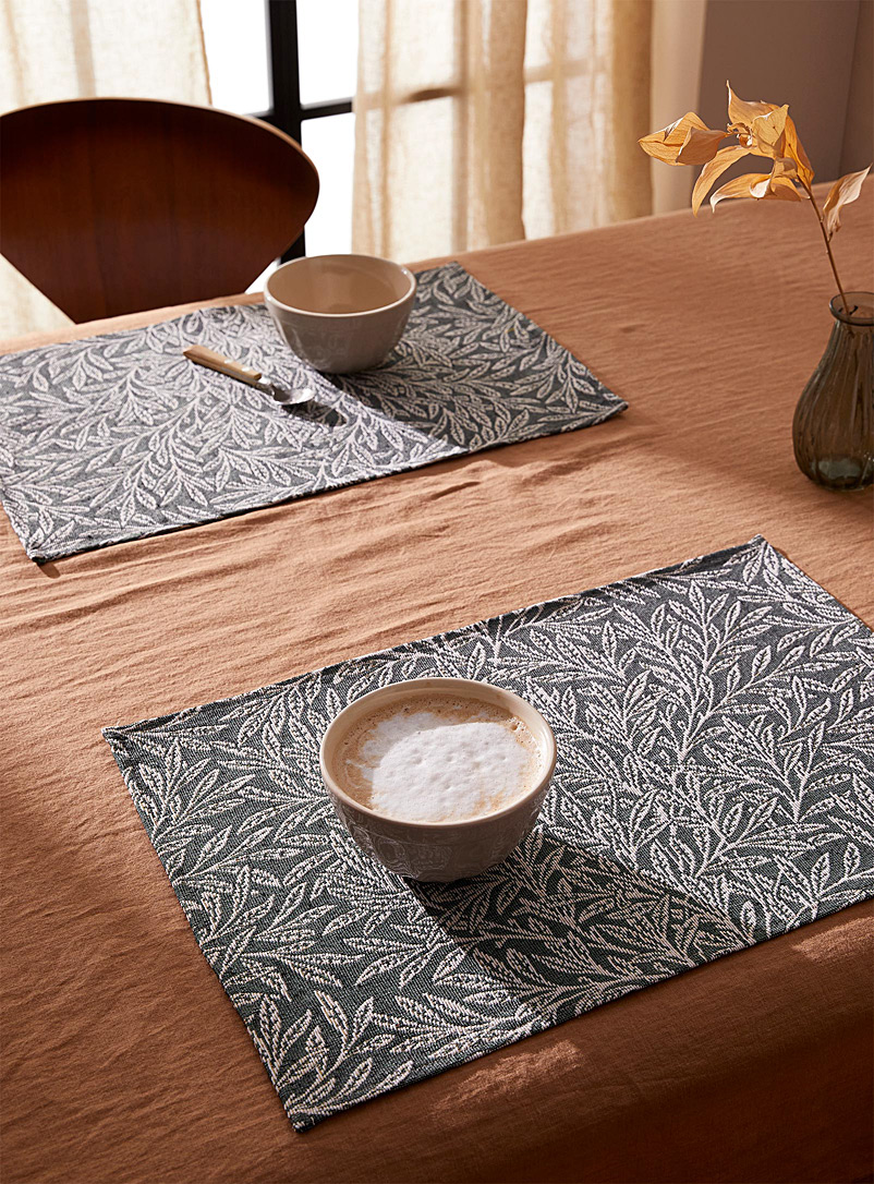 Simons Maison Patterned Ecru Willow leaves tapestry placemats Set of 2