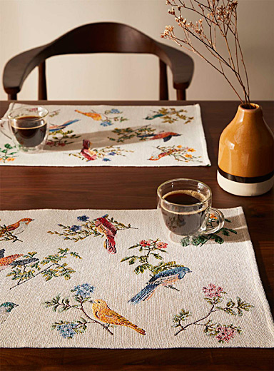 Les napperons tapisserie oiseaux color&eacute;s Ensemble de 2