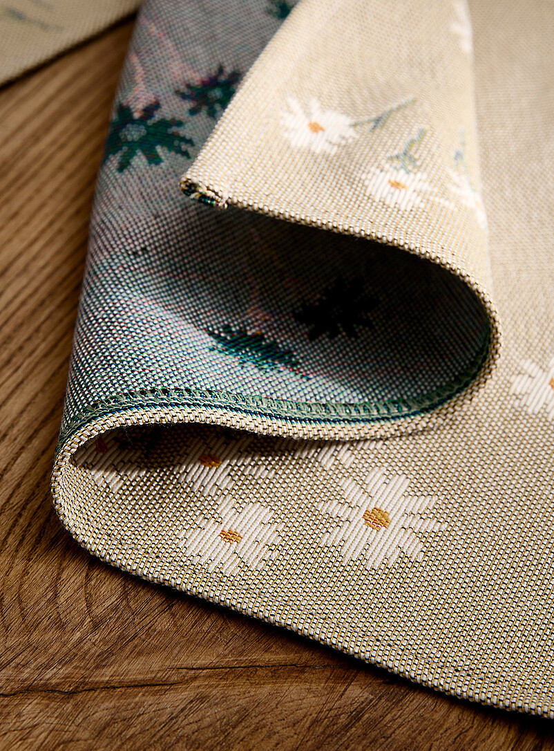 Simons Maison: Les napperons tapisserie marguerites Ensemble de 2 Vert &agrave; motifs