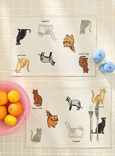 Les napperons tapisserie groupe de chats Ensemble de 2