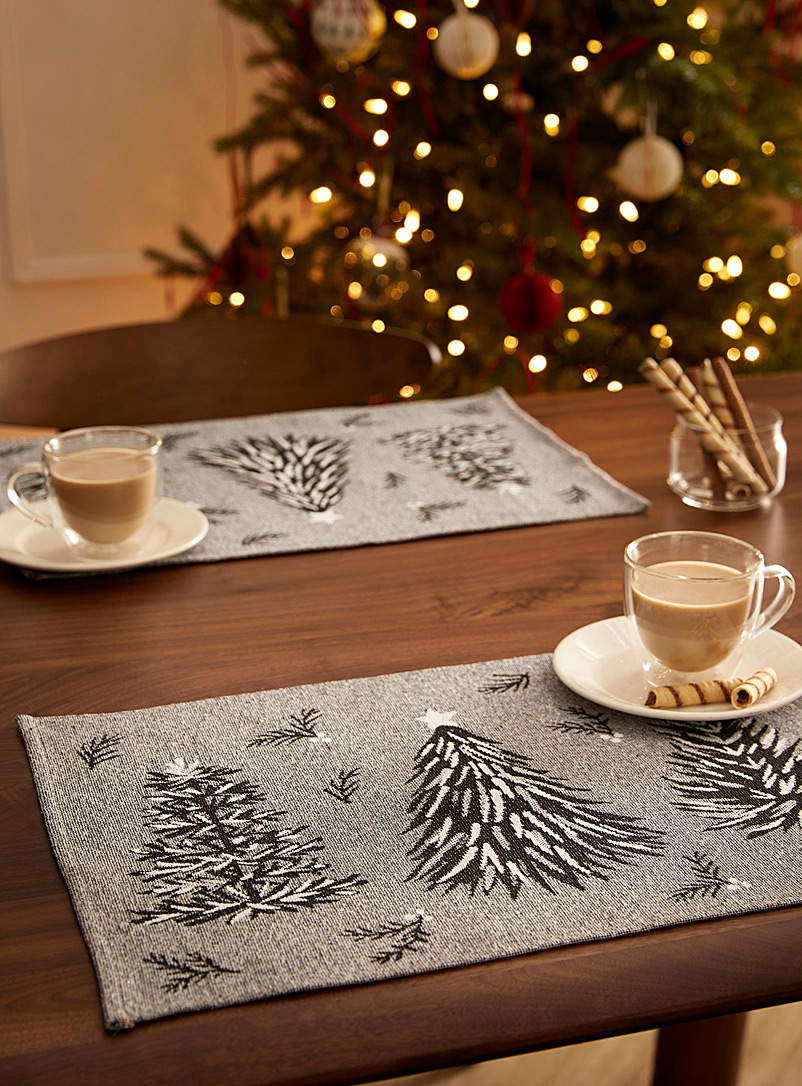 Simons Maison Patterned Grey Snowy firs tapestry placemats Set of 2