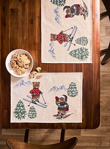 Winter bears tapestry placemats Set of 2 <b>Christmas Collection</b>