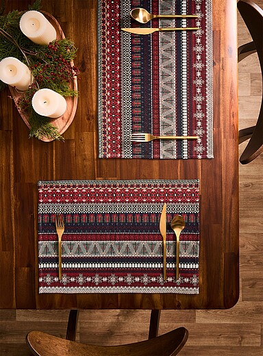 Festive stripes tapestry placemats Set of 2 <b>Christmas Collection</b>