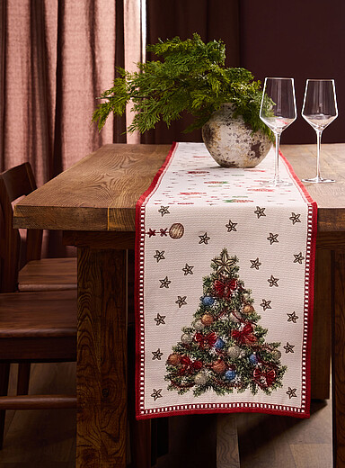 Shimmering fir tree table runner See available sizes <b>Christmas Collection</b>