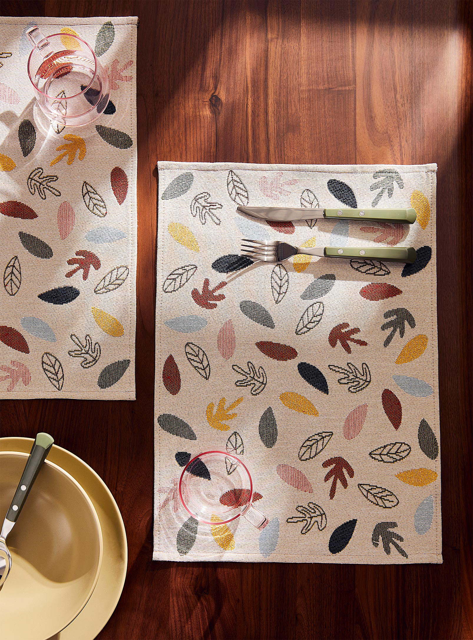 Simons Maison - Les napperons tapisserie feuilles colorées Ensemble de 2