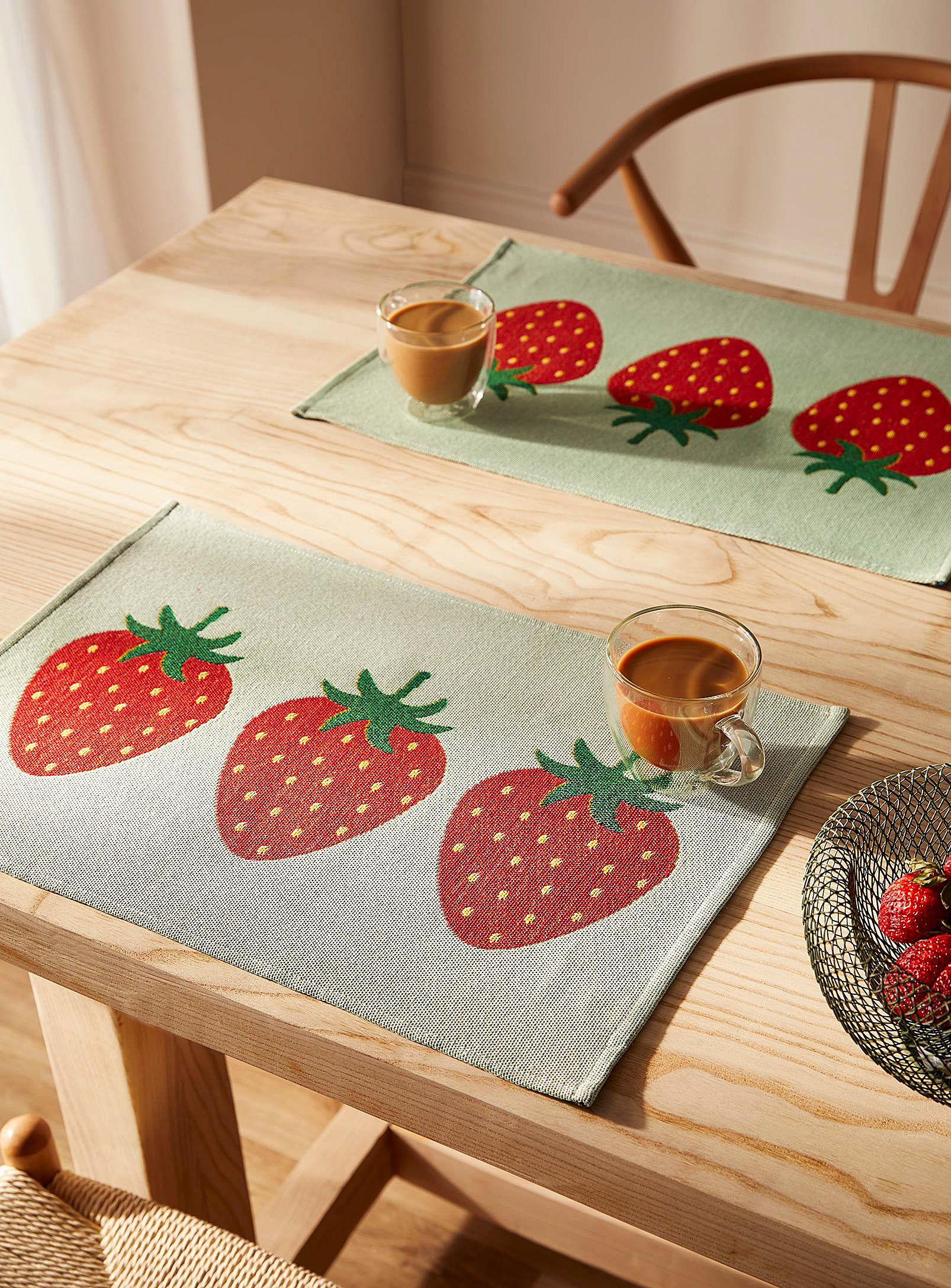 Simons Maison Strawberry Tapestry Placemats Set Of 2 In Patterned Green