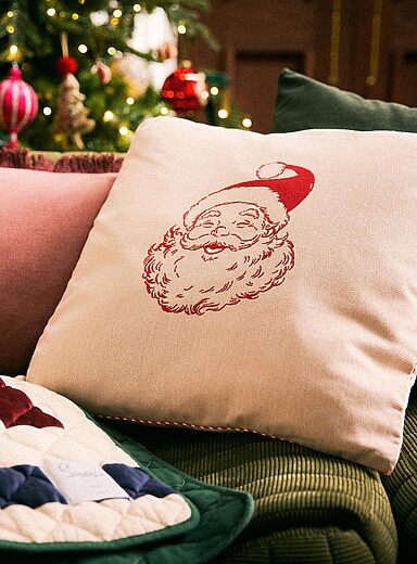 Le coussin p&egrave;re No&euml;l retro 50 x 50 cm <b>Collection de No&euml;l</b>