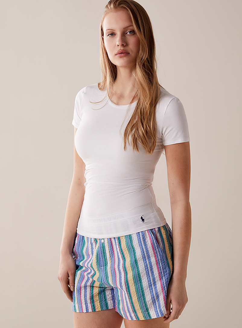 Polo Ralph Lauren: Le t-shirt détente uni logo brodé Blanc pour femme