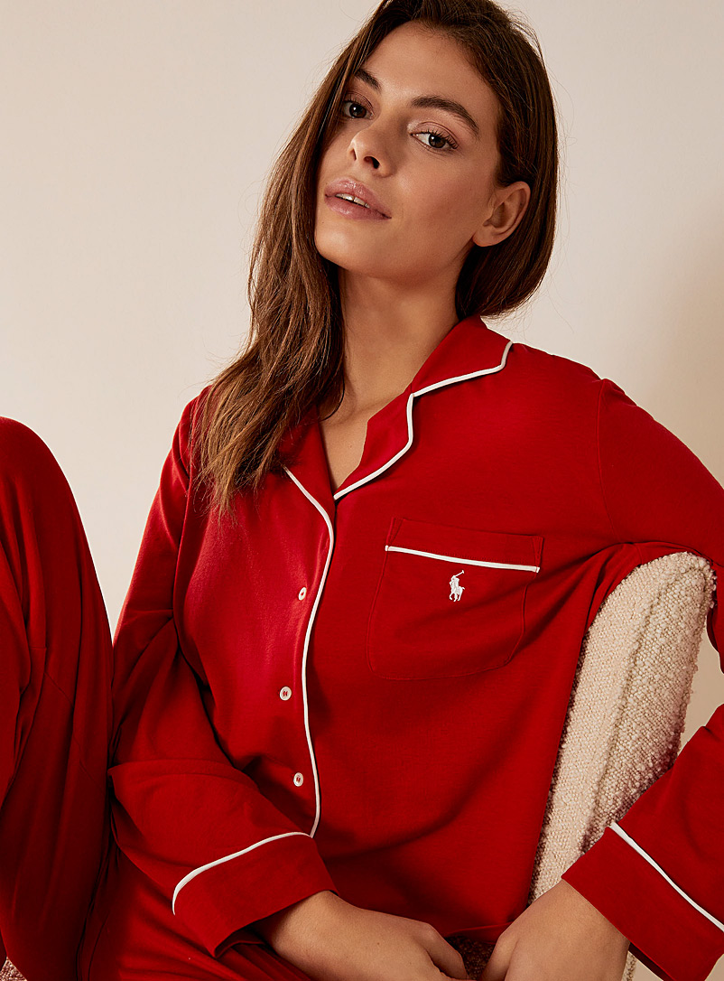 Polo Ralph Lauren: L'ensemble pyjama liséré coton et lyocell Rouge pour femme