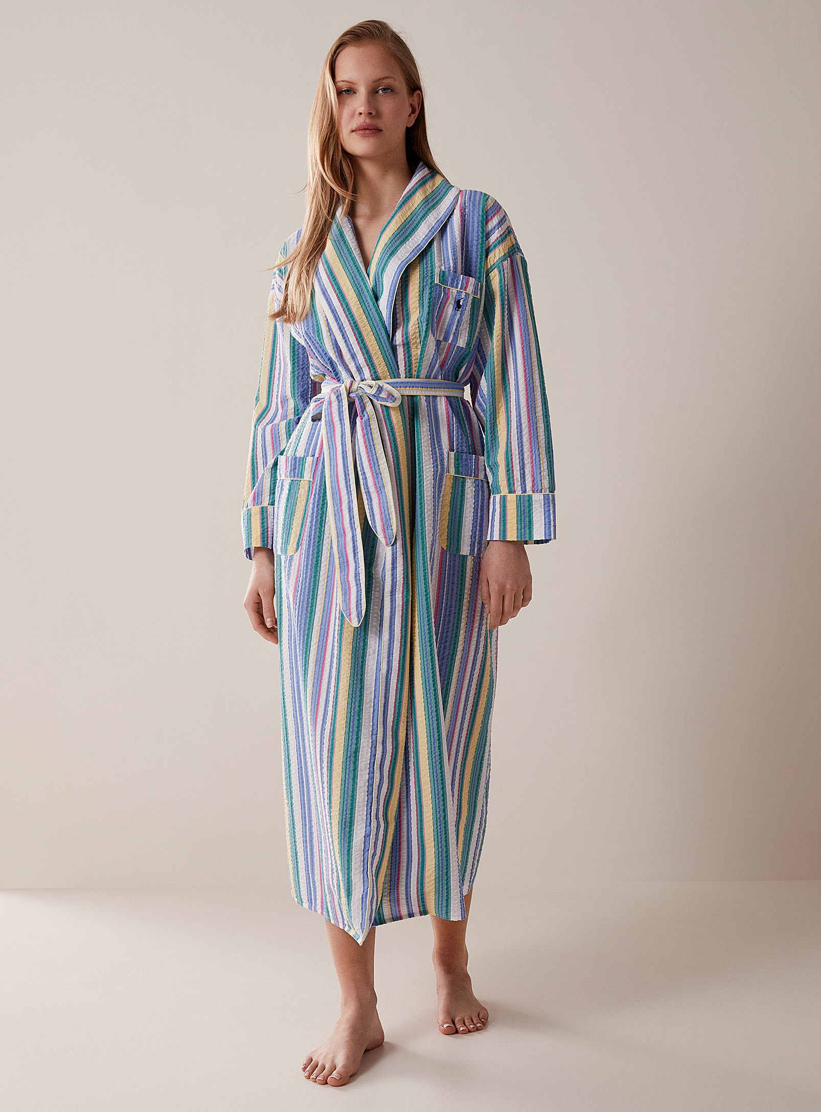 Polo Ralph Lauren Pinstriped Seersucker Robe In Assorted
