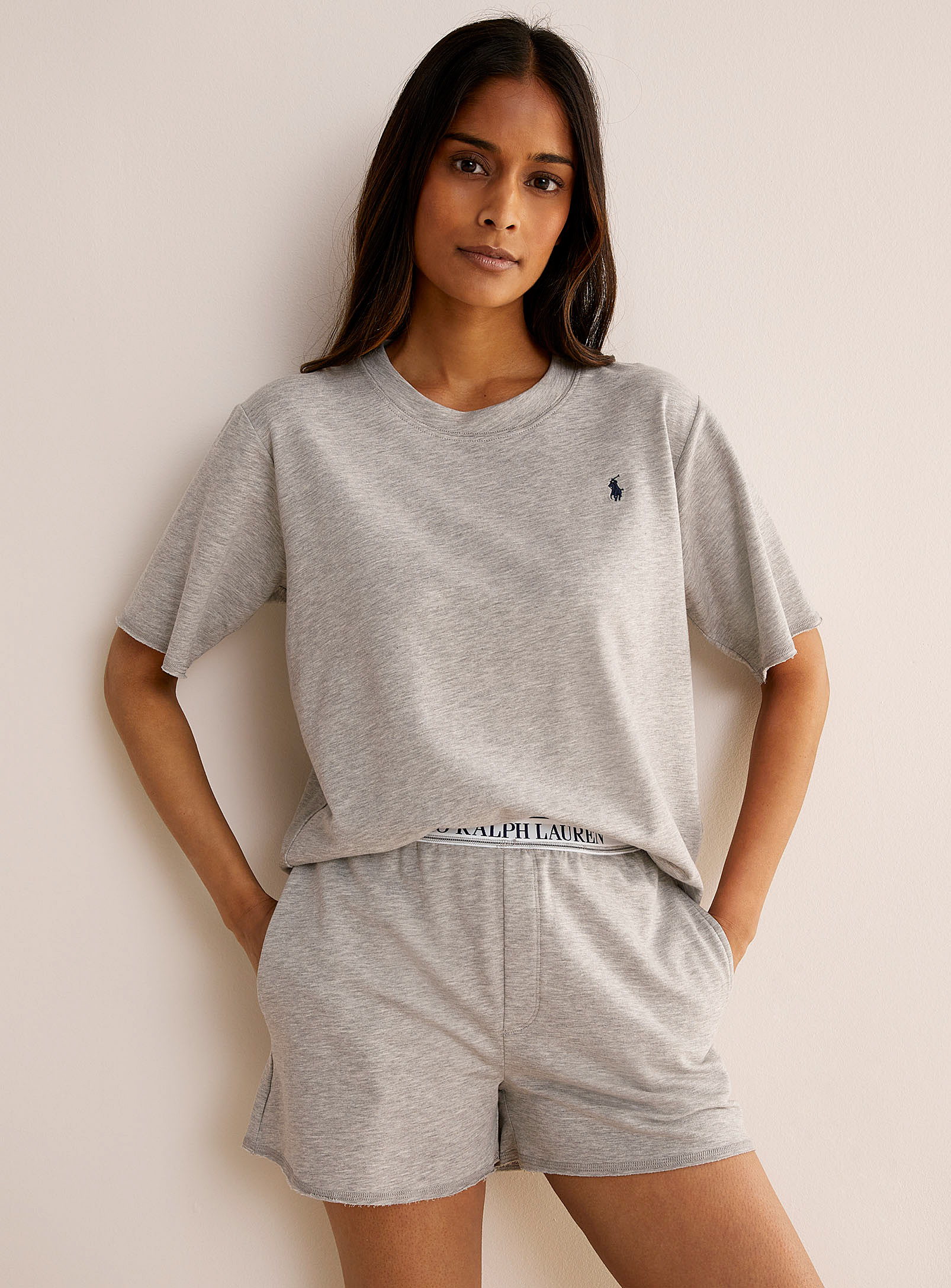 Polo Ralph Lauren Embroidered Logo Pyjama Set In Grey