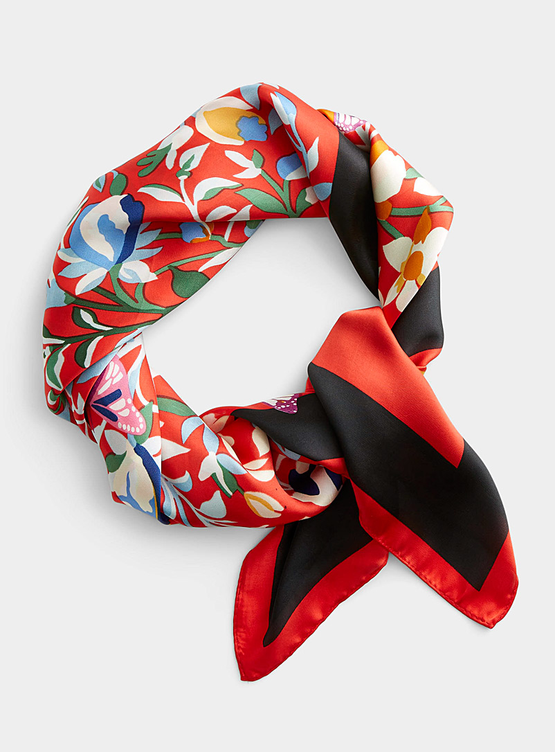 Simons Patterned Red Colourful garden scarf for women