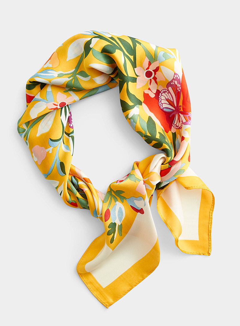Simons Patterned Yellow Colourful garden scarf for women