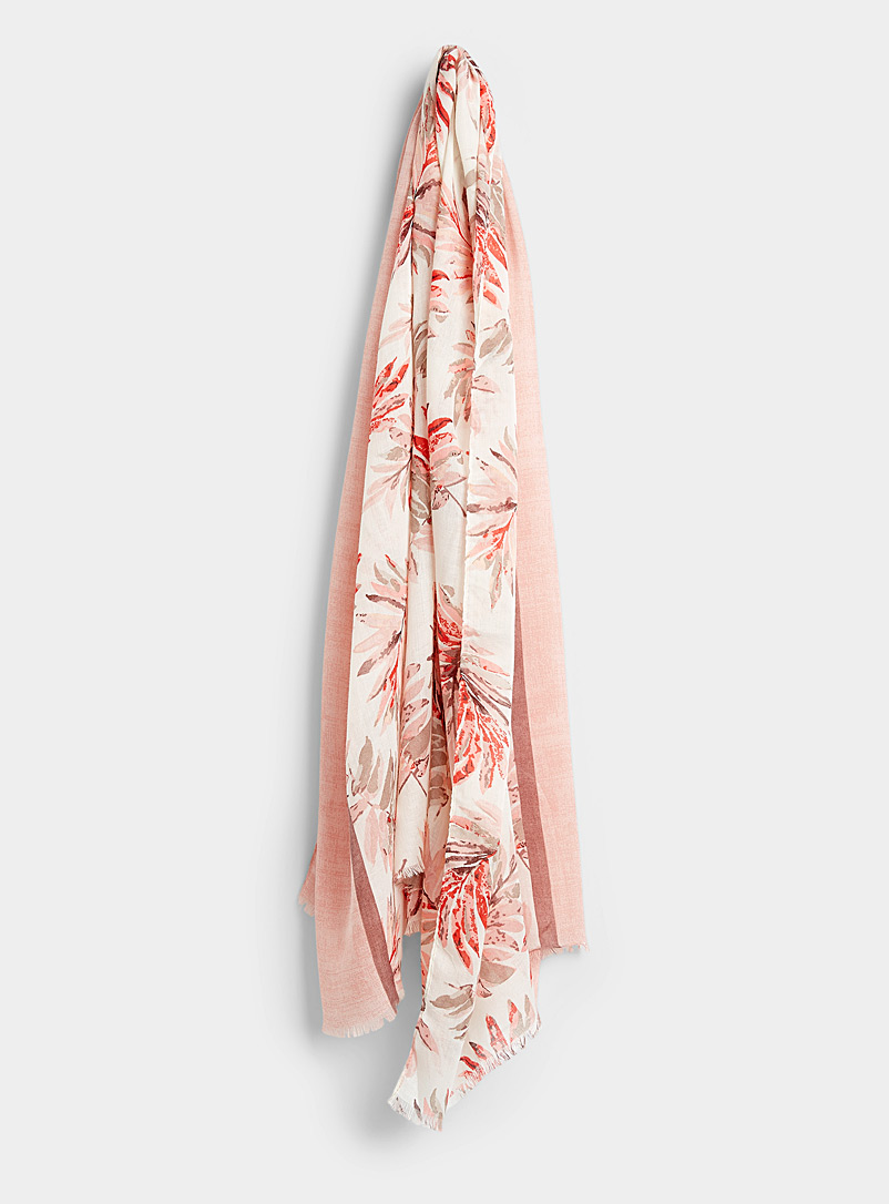 Simons Pink Colourful foliage scarf for women