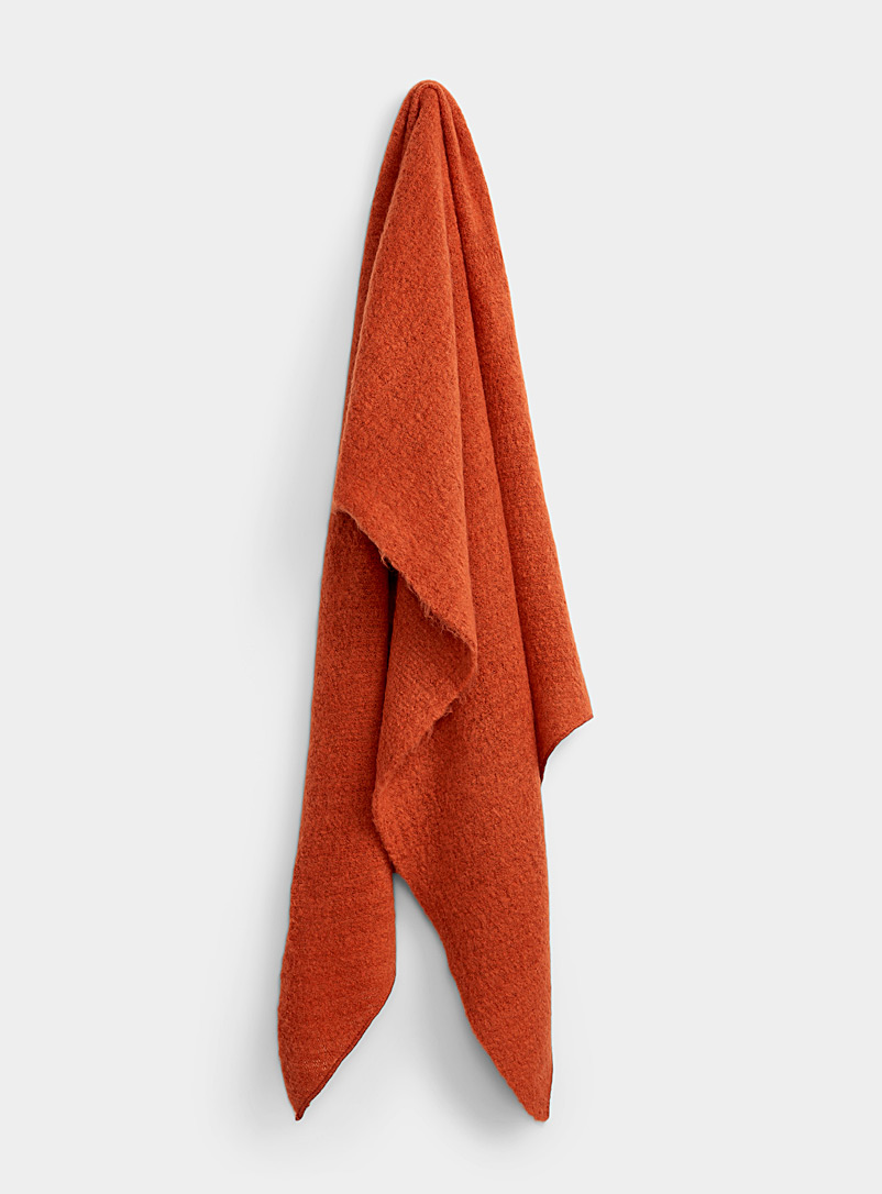 Simons Orange Bouclé knit monochrome scarf for women