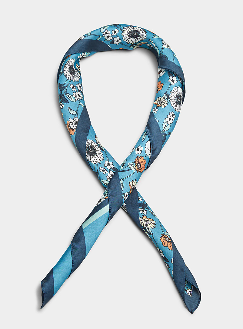 Simons Patterned Blue Floral decor scarf for women