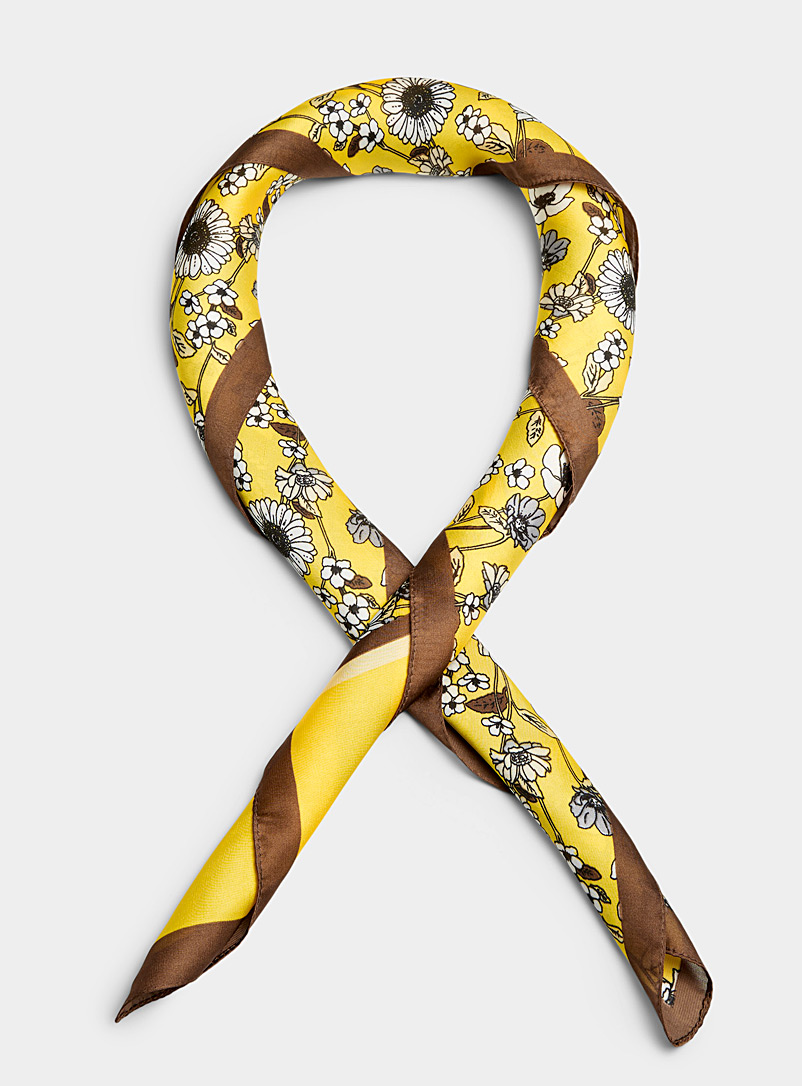 Simons Patterned Yellow Floral decor scarf for women