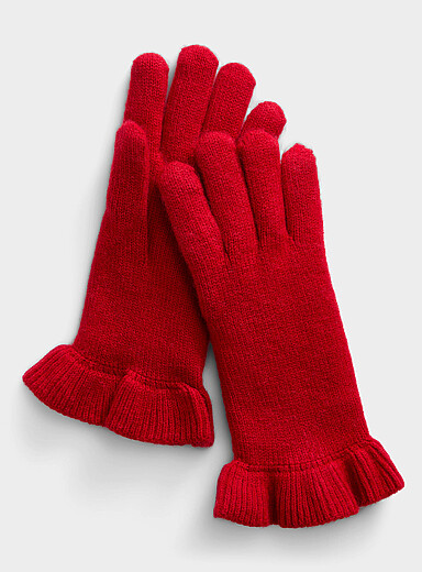 Ruffle trim solid gloves