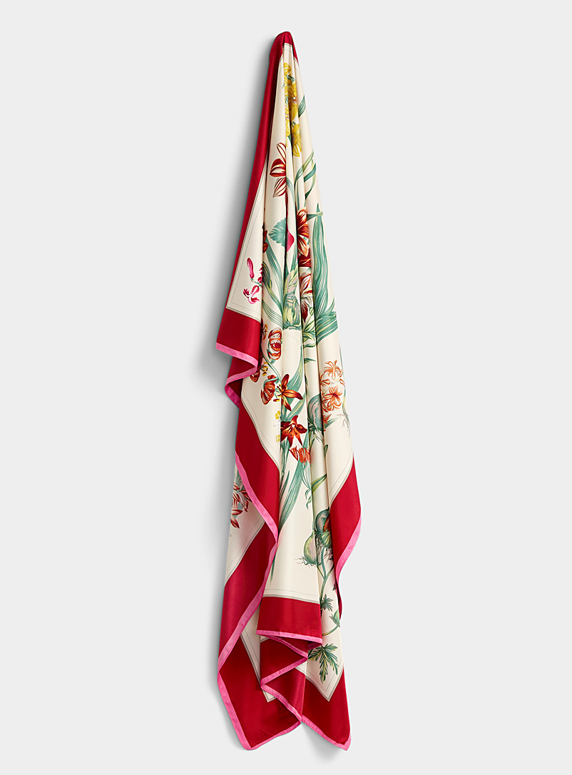 Simons: Le foulard surdimensionné jardin de fleurs Rouge à motifs pour femme