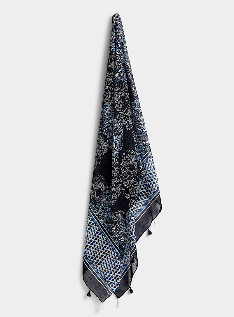 Simons Navy/Midnight Blue Navy paisley lightweight scarf for women