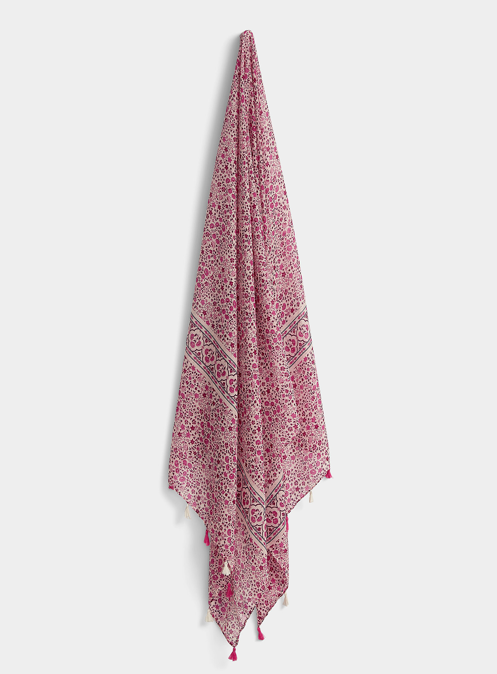 Simons - Women's Flower and tassel lightweight scarf