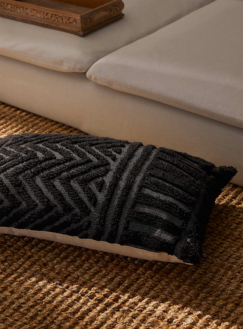 Simons Maison Black Geometric bouclé cushion 40 x 60 cm