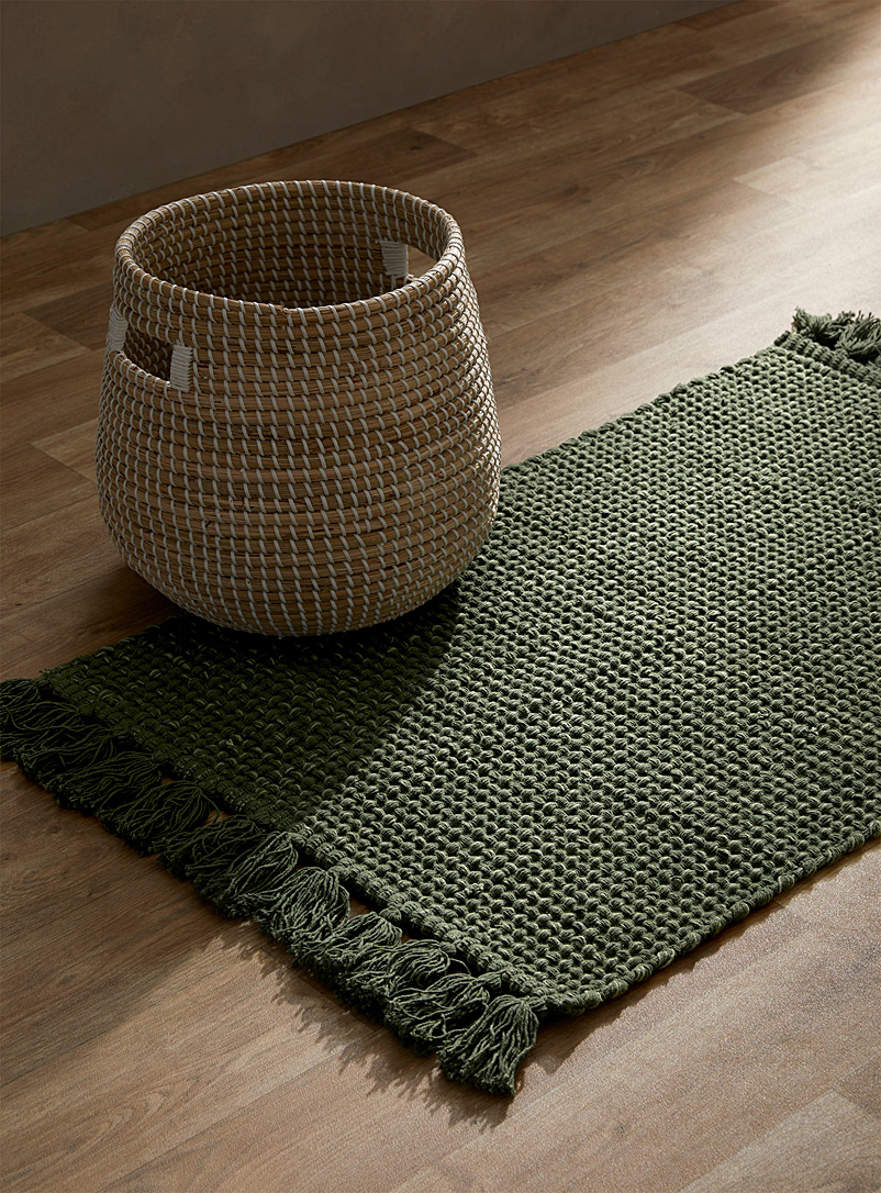Simons Maison Mossy Green Artisanal heathered weave rug 60 x 90 cm