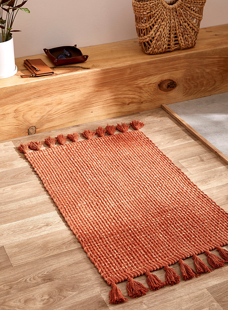 Simons Maison: Le tapis artisanal tressage chiné 60 x 90 cm Corail