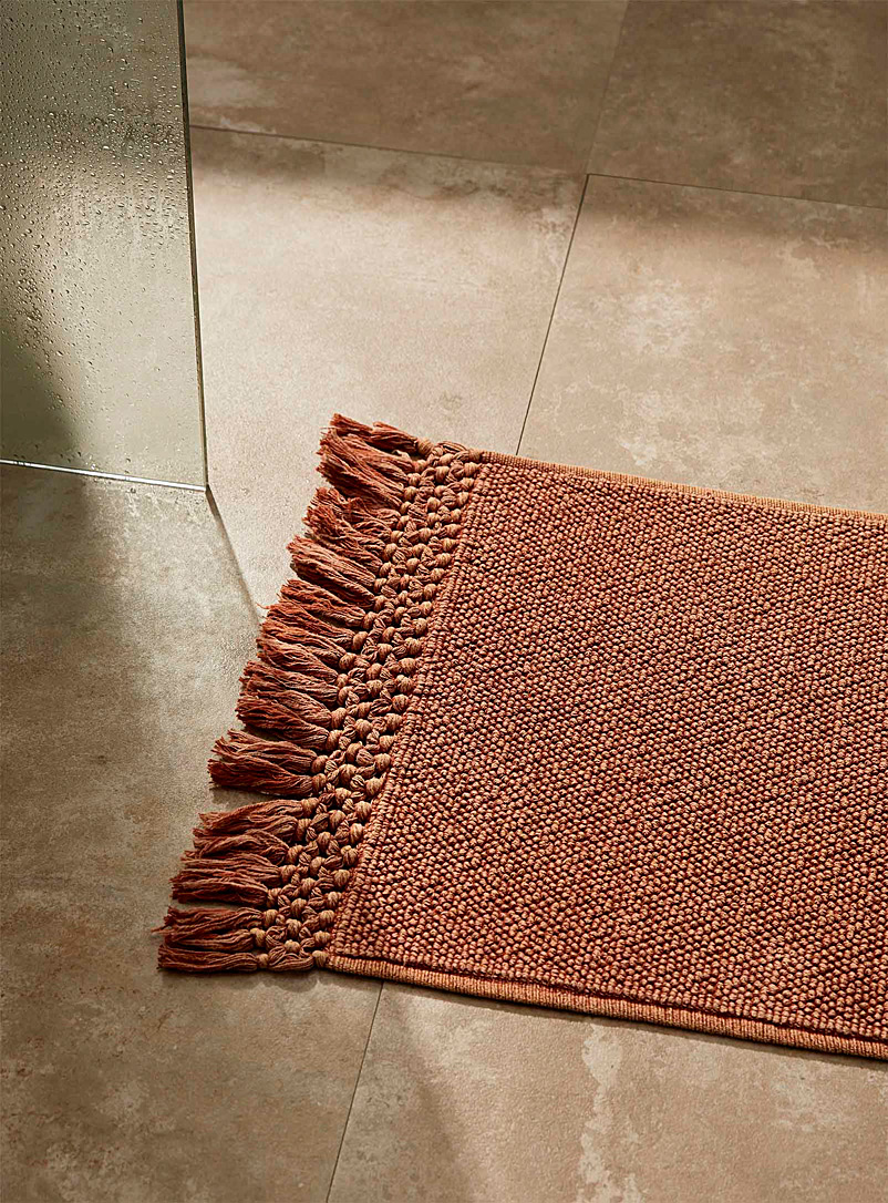 Simons Maison: Le tapis de bain franges nouées 50 x 80 cm Cuivre rouille