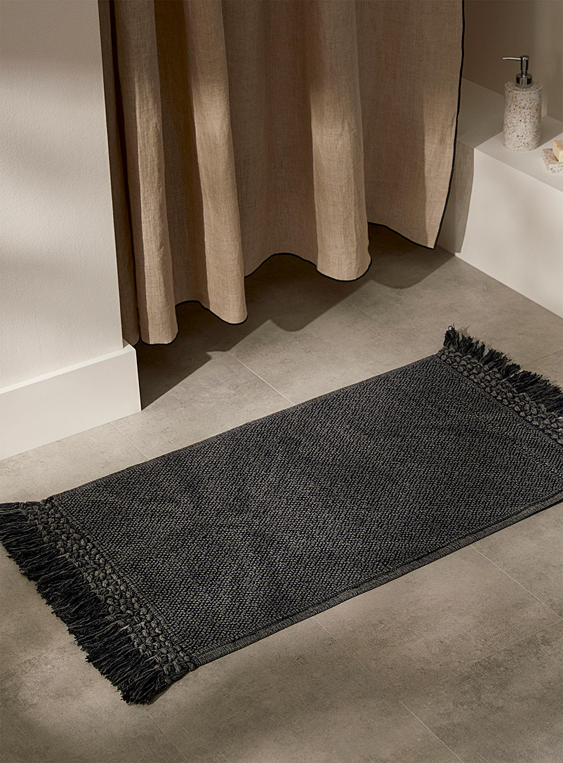 Simons Maison: Le tapis de bain coton recyclé bouclé délavé 50 x 80 cm Noir