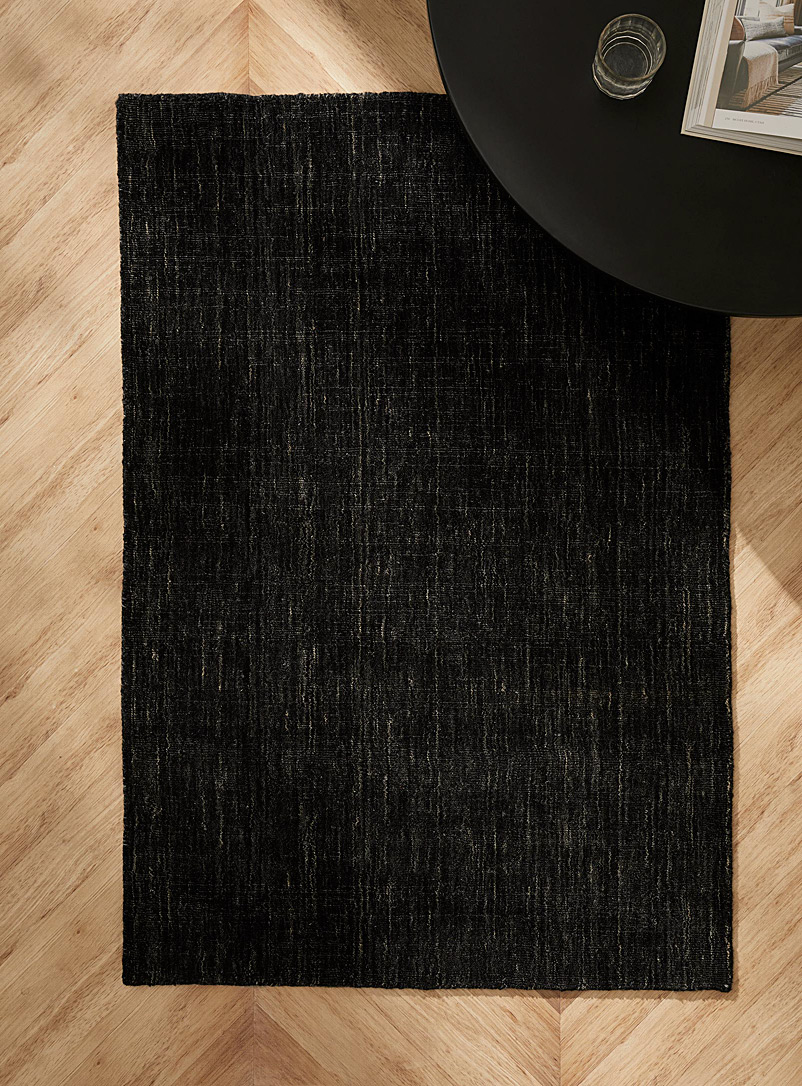 Simons Maison Black Heathered wool artisanal accent rug See available sizes