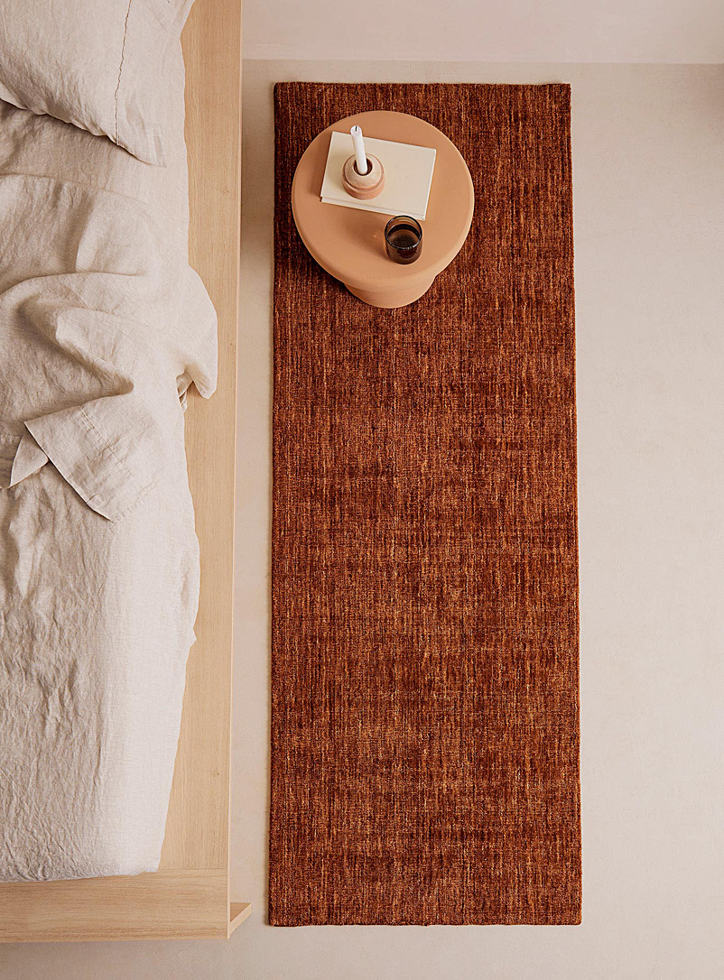 Simons Maison: Le tapis de couloir artisanal laine chinée 75 x 215 cm Cuivre rouille